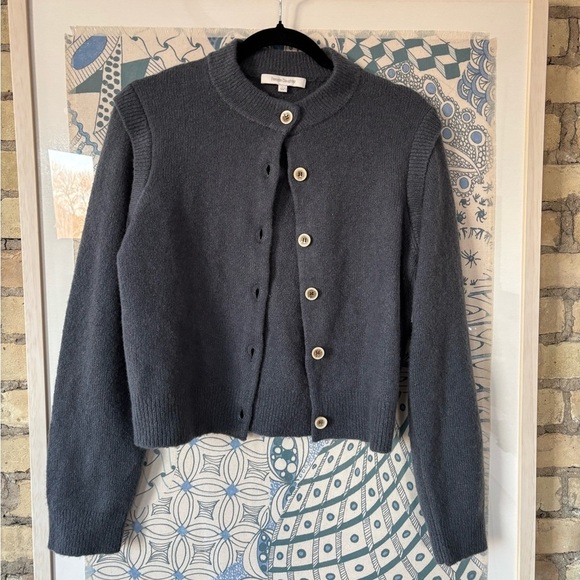 Favorite Daughter varsity cardigan in dark slate grey blue - Picture 4 of 8